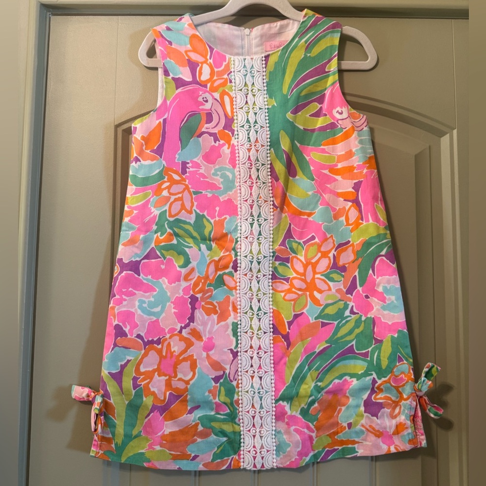 LILY PULITZER Girls Tropical Floral Vibrant Shift Dress Printed Size 7